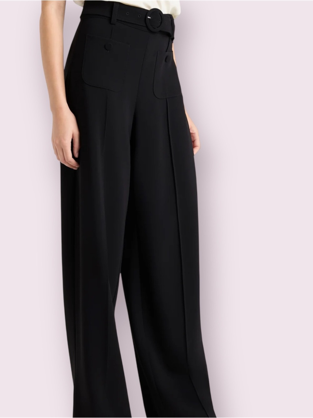 Cinq a sept Renea pant high waist Wide-Leg Black Trousers with Belt